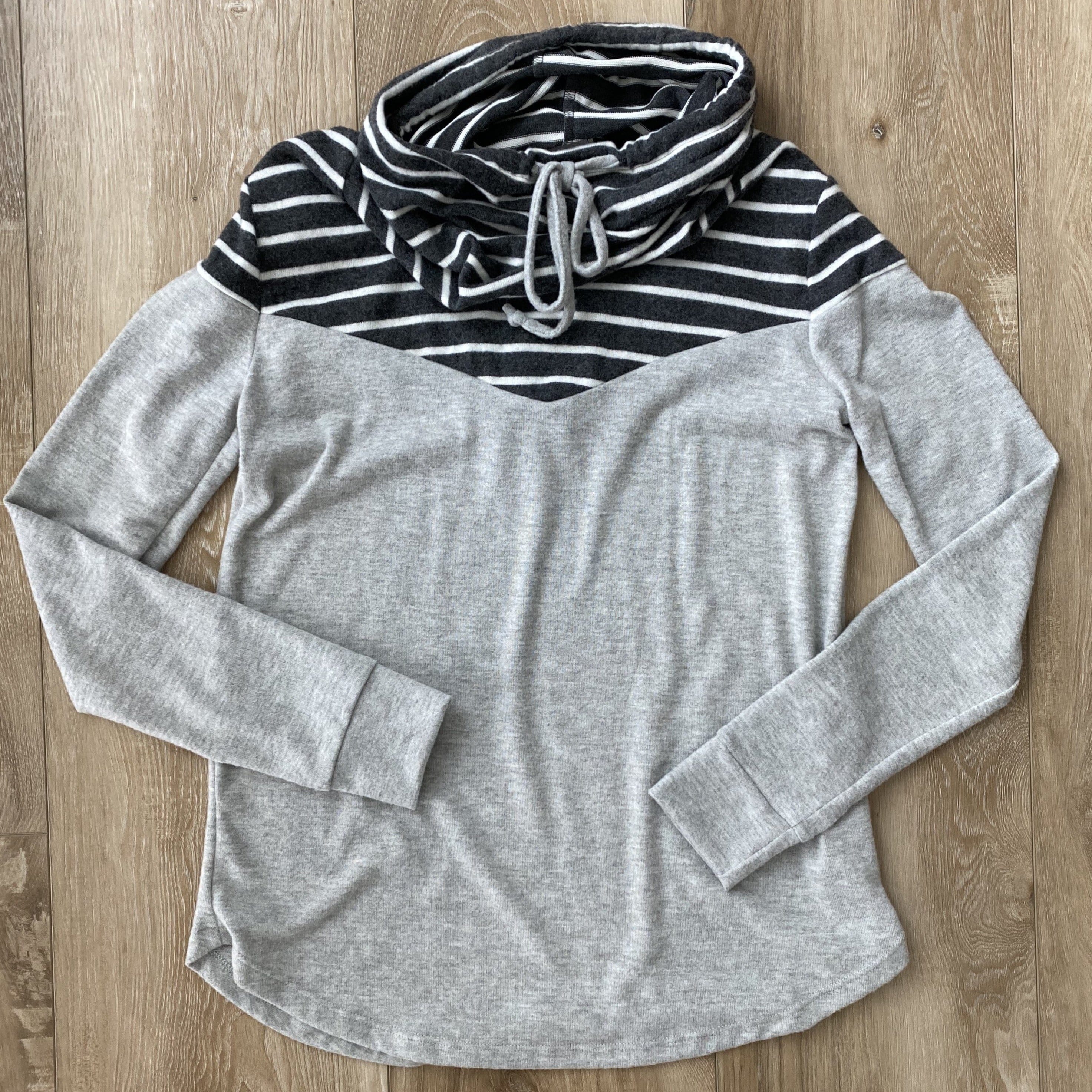 Soft Stripe Block Cowl Neck Top