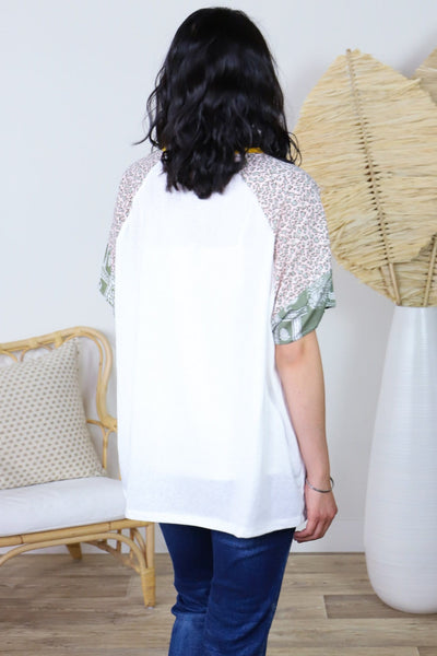 Leopard Mix Sleeve Boxy Top