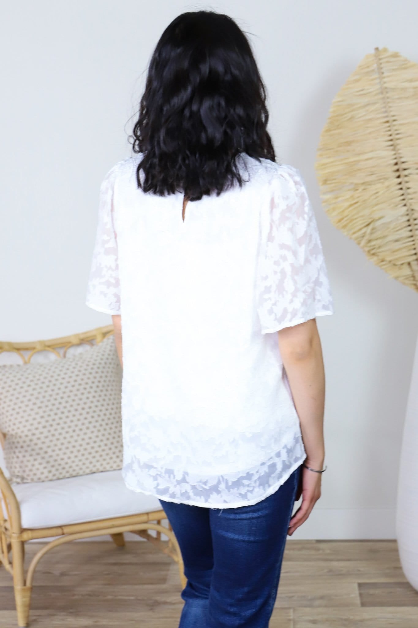 Solid Jacquared Lined Blouse