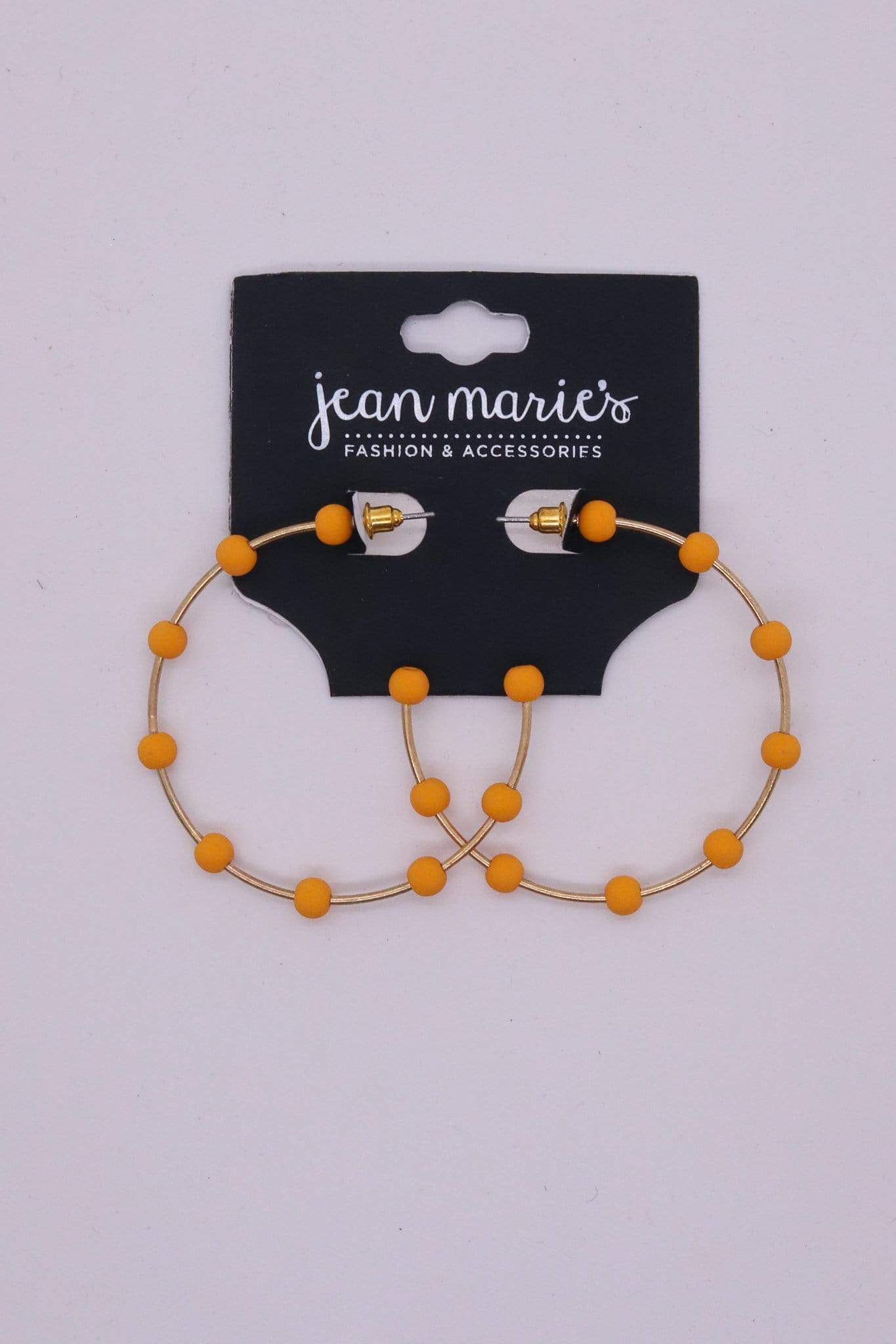orange beaded golden hoop earring 