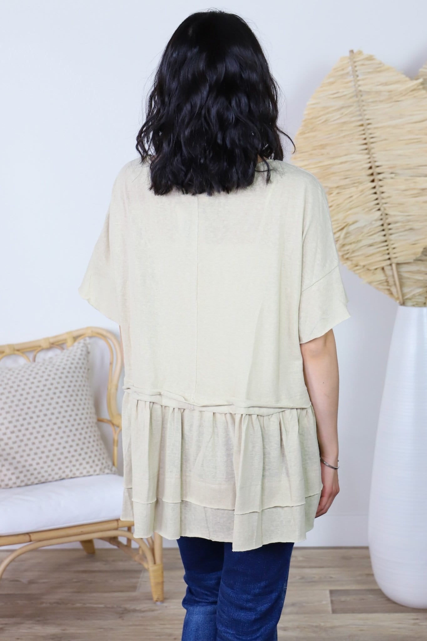 Ruffle Pleated Loose Fit Top