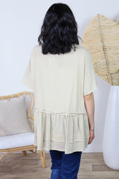 Ruffle Pleated Loose Fit Top