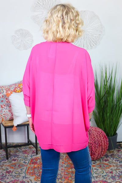 Chiffon Shoulder Pleated Cardigan