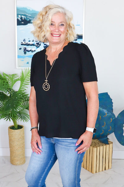Scallop Neck Blouse