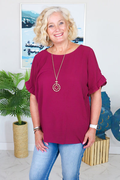 Ruffle Detail Short Sleeve Blouse
