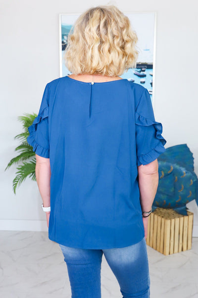 Ruffle Detail Short Sleeve Blouse