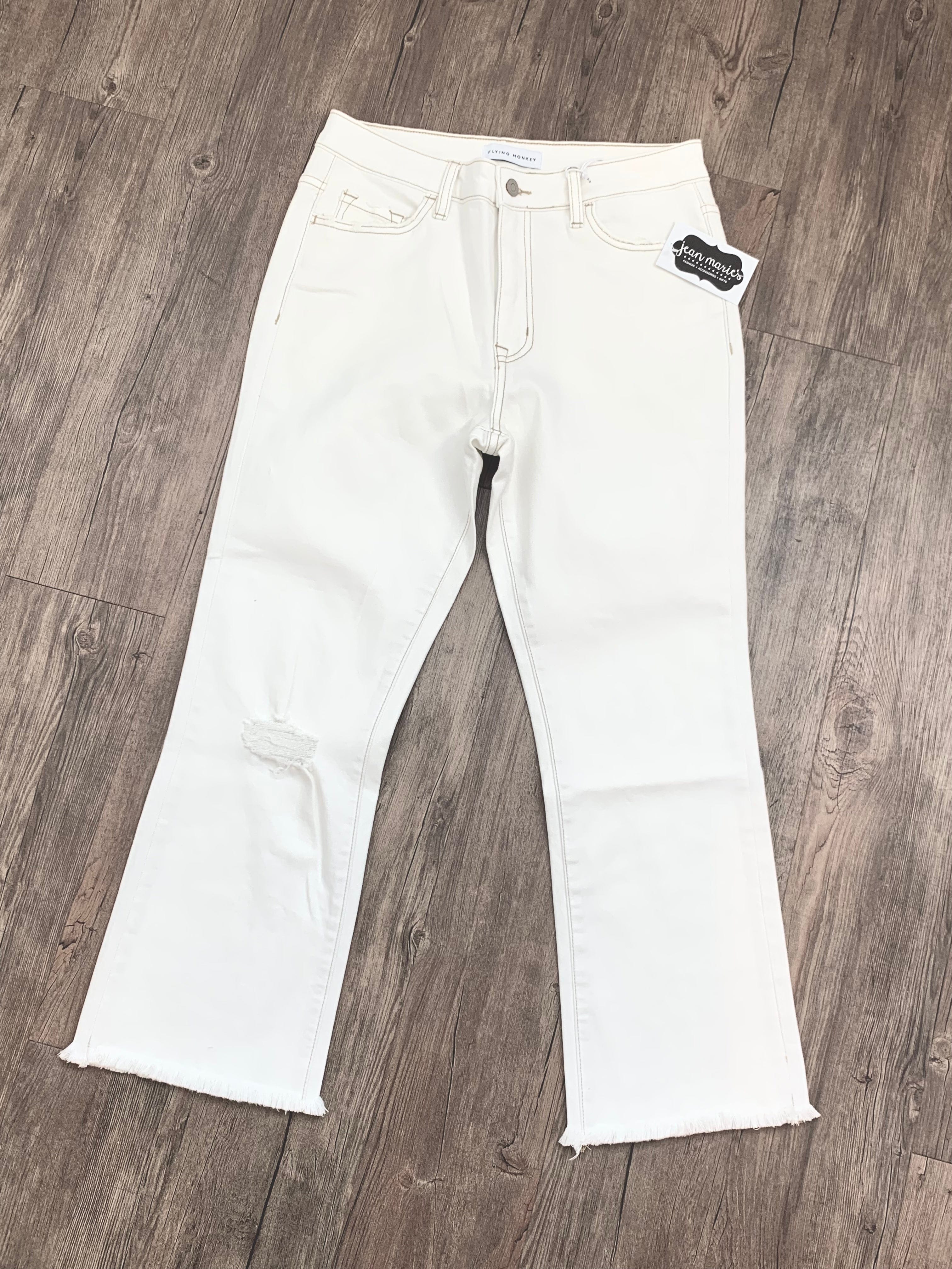 Optic White High Rise Crop Flare