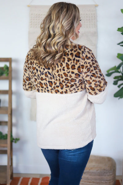 Colorblock Leopard Sherpa