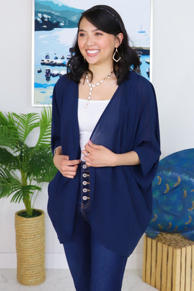 Chiffon Shoulder Pleated Cardigan