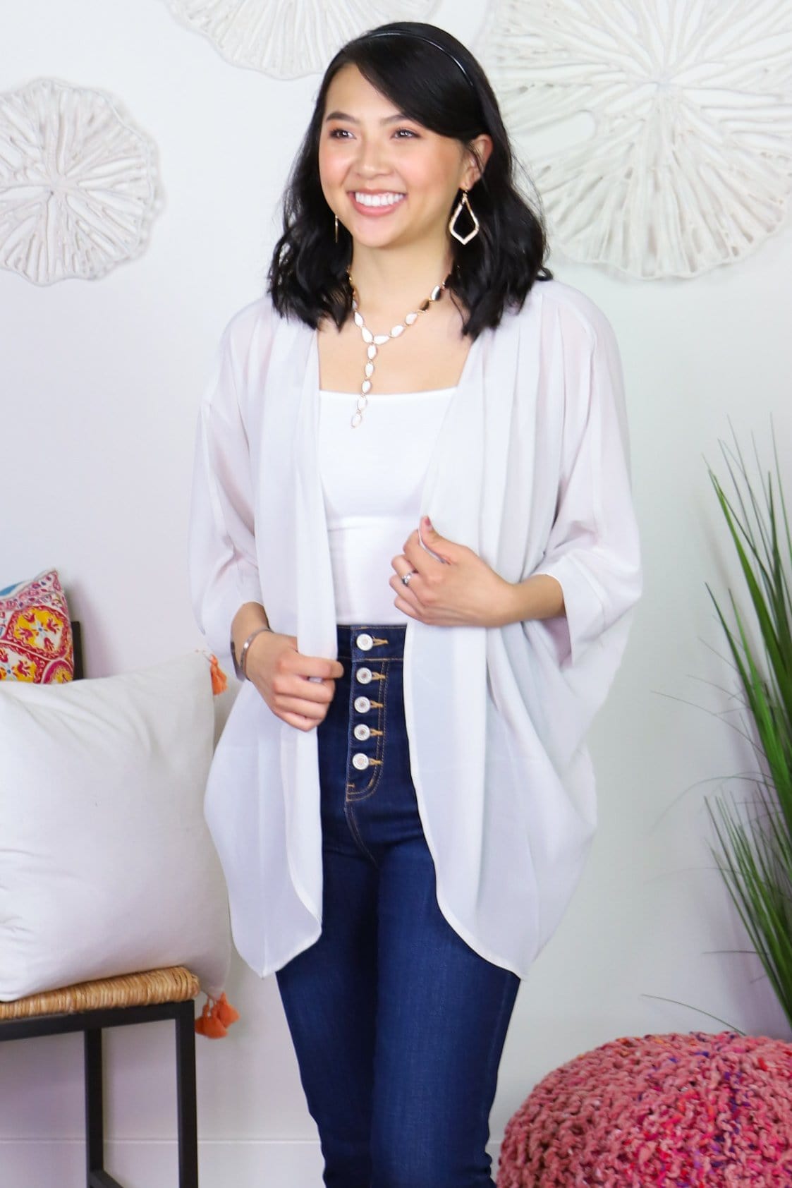 Chiffon Shoulder Pleated Cardigan