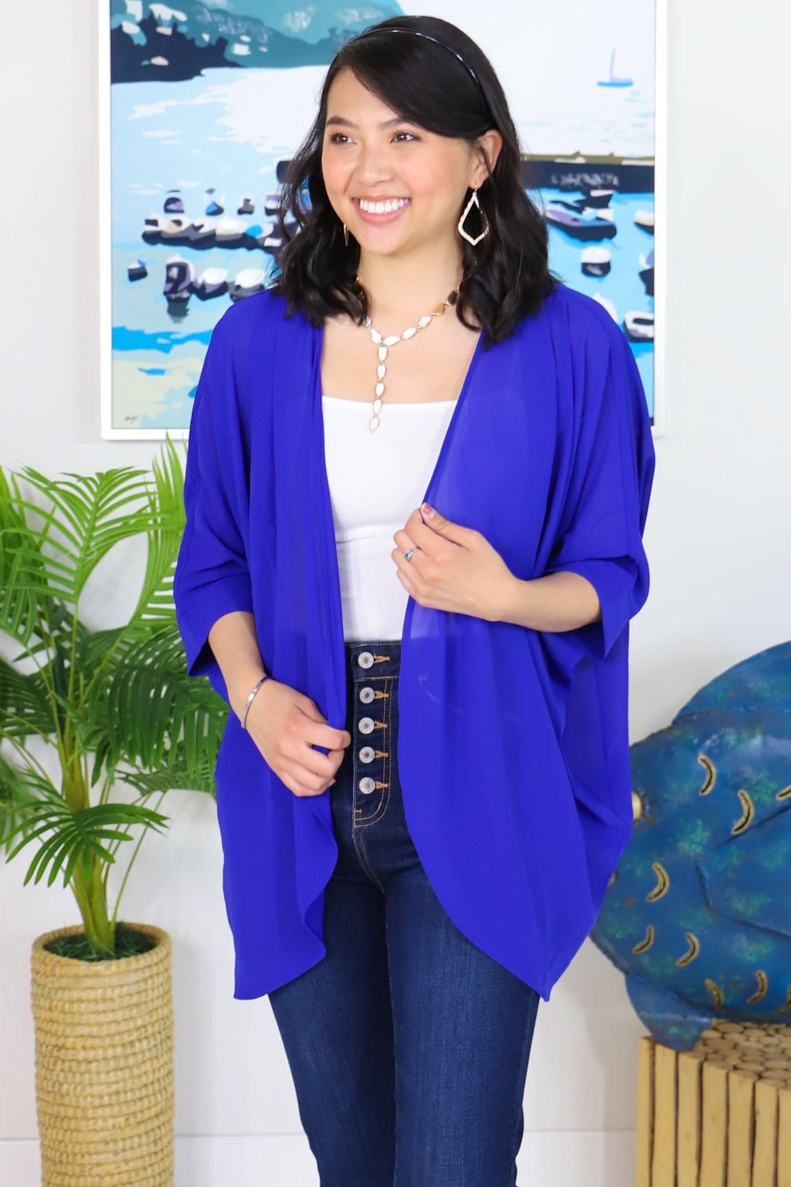Chiffon Shoulder Pleated Cardigan