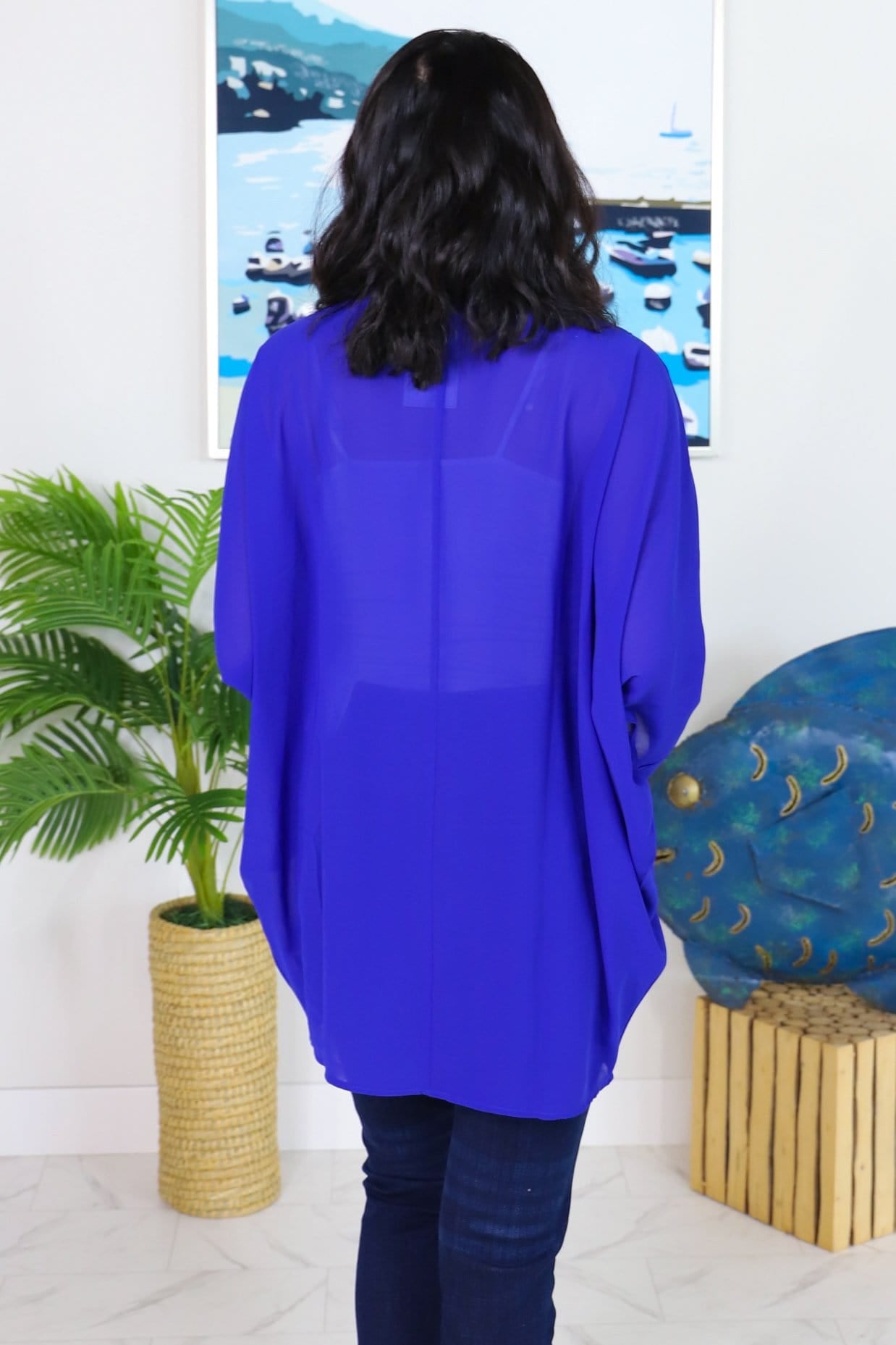 Chiffon Shoulder Pleated Cardigan