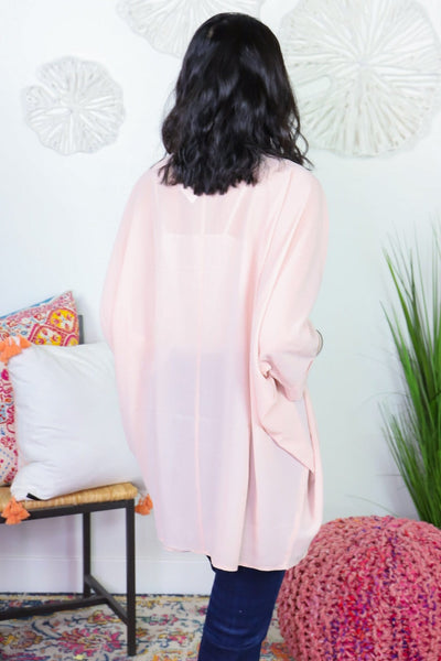 Chiffon Shoulder Pleated Cardigan