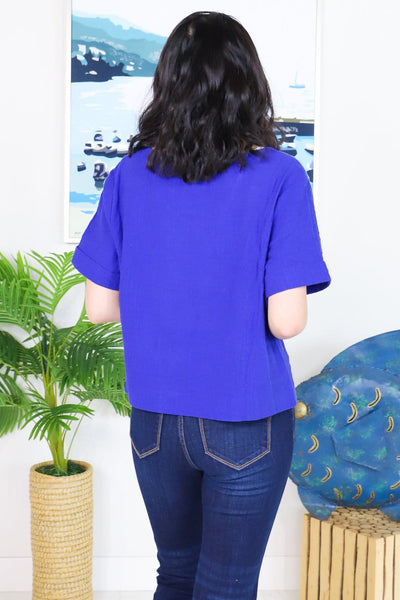 Royal Gauze Short Sleeve Top