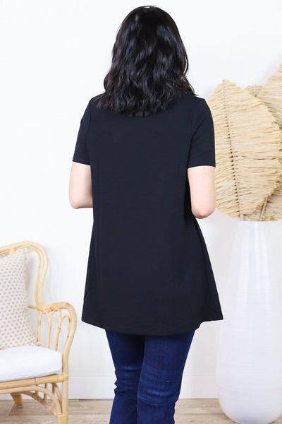 Button Detail Short Sleeve Top