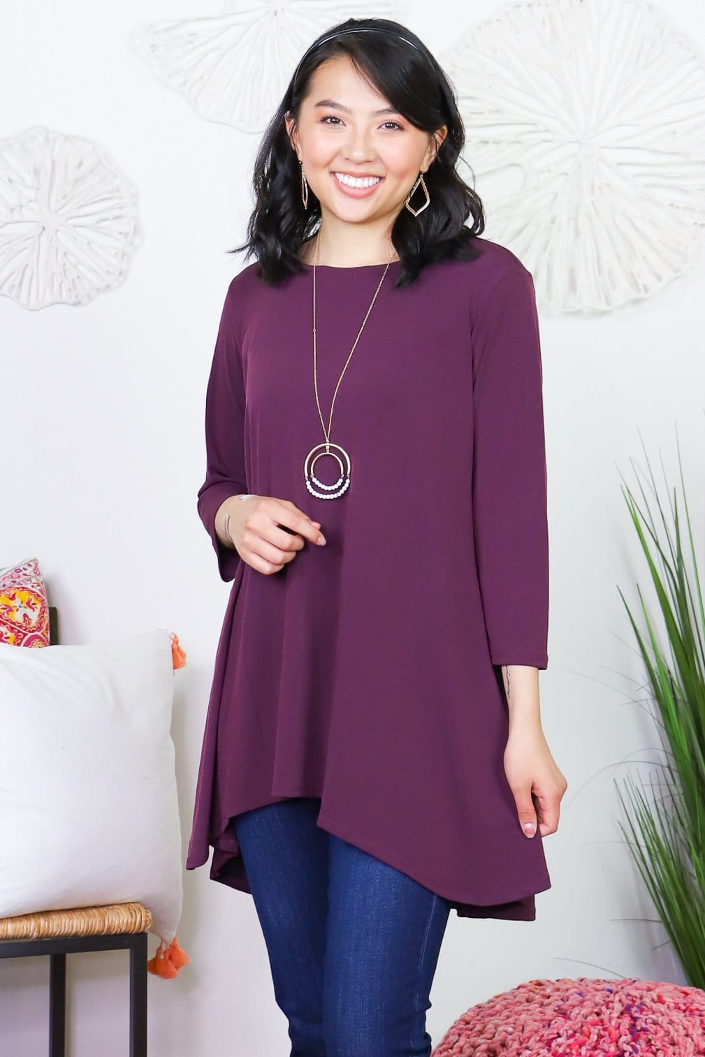 3/4 Sleeve Swing Top