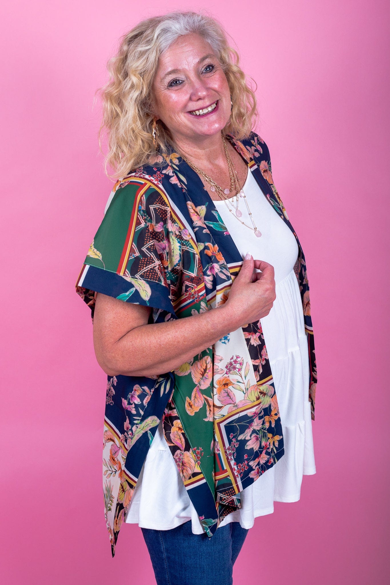 Navy Patchwork Kimono