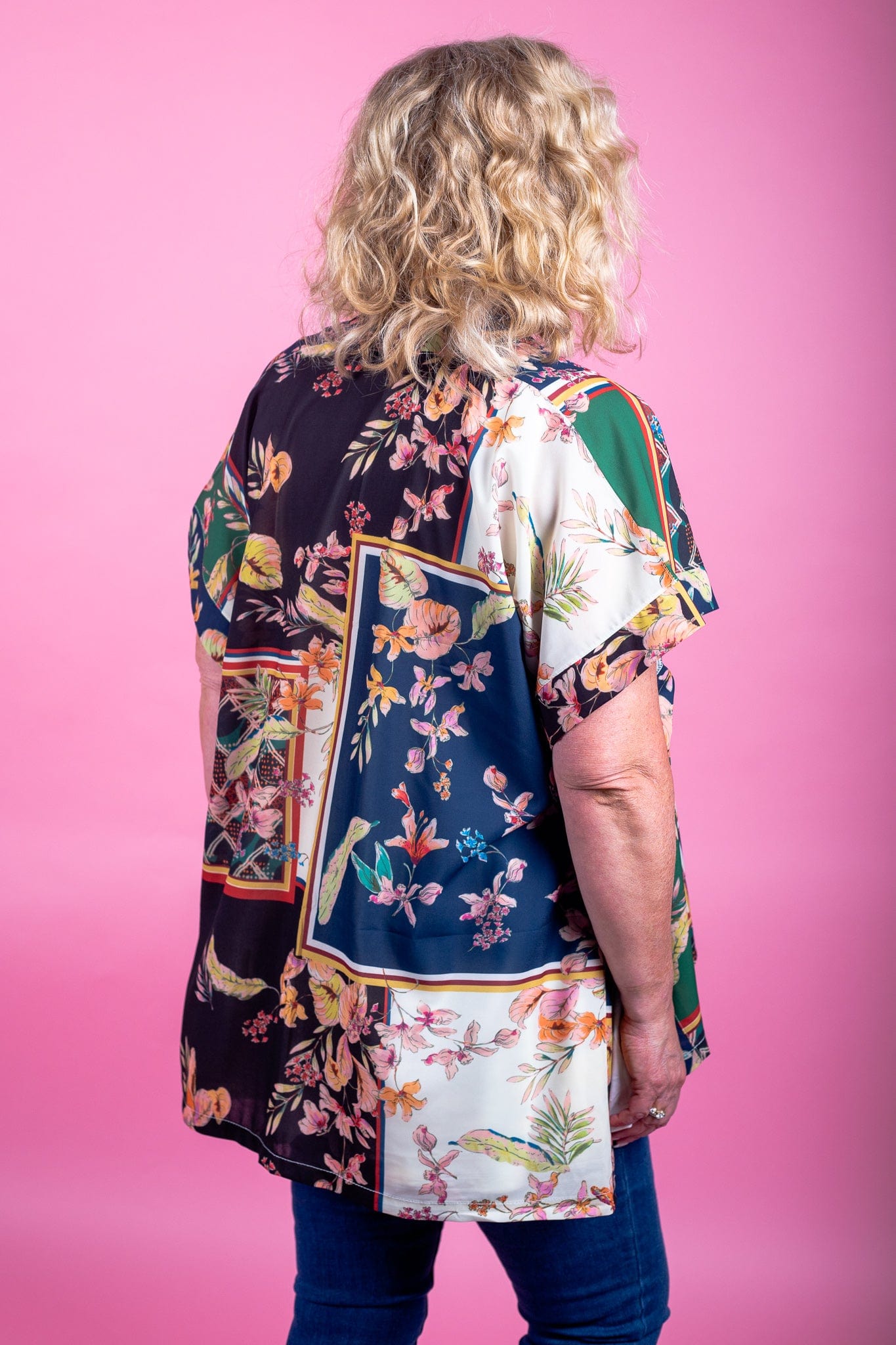 Navy Patchwork Kimono
