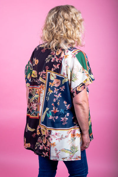 Navy Patchwork Kimono