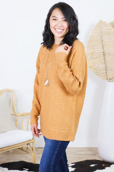 Ribbed Dolman Sleeve Crew Sweater