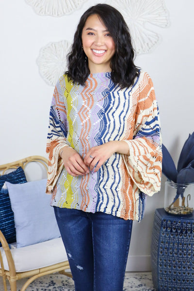 Multi Color Thread Knitted Sweater Top