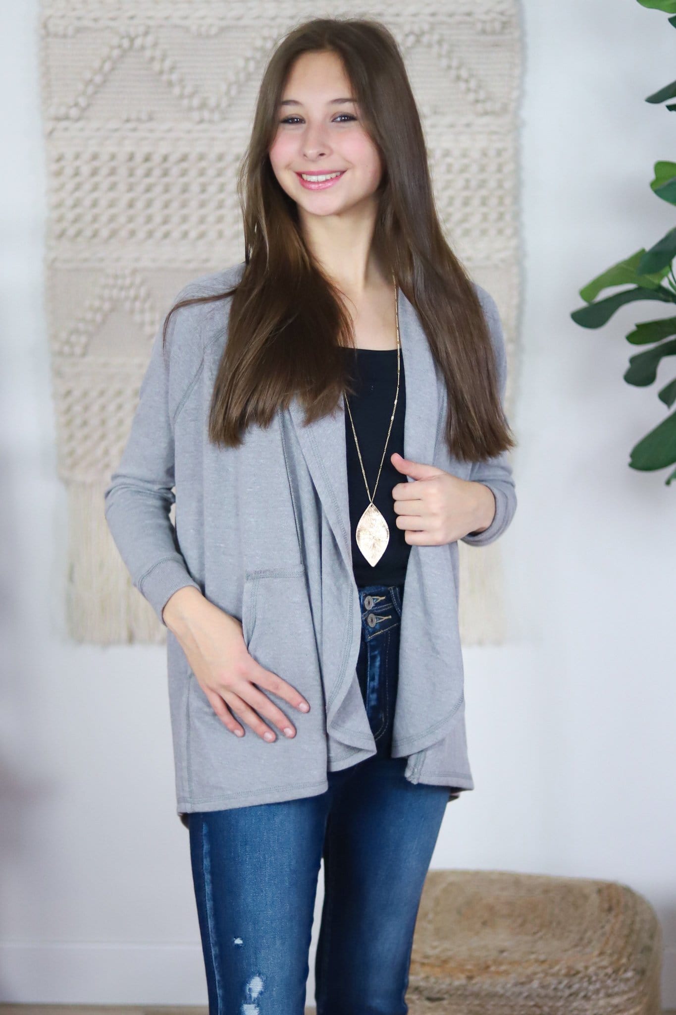 grey soft wrap cardigan 
