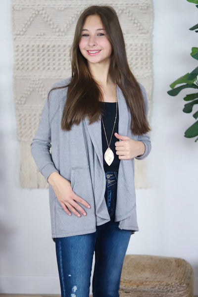 grey soft wrap cardigan 