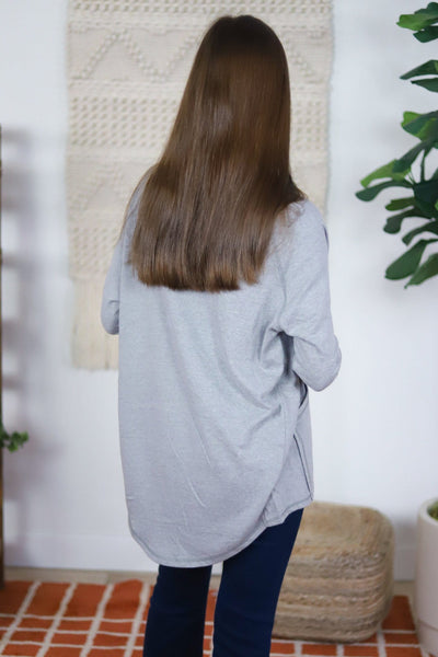 grey soft cardigan wrap back