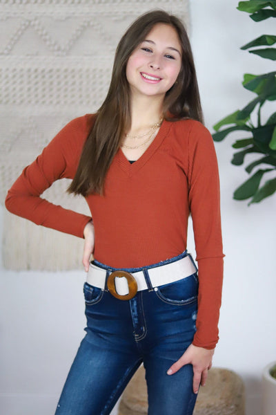 red ribbed bodysuit 