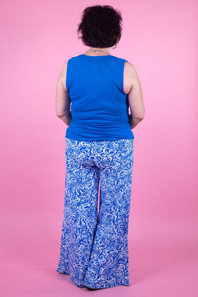 Royal Wide Leg Printed Pants