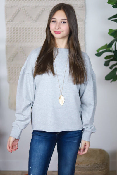 grey long sleeve loose sweatshirt 