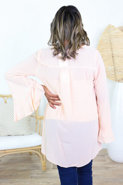 Asymmetrical Ruffle Sleeve Blouse