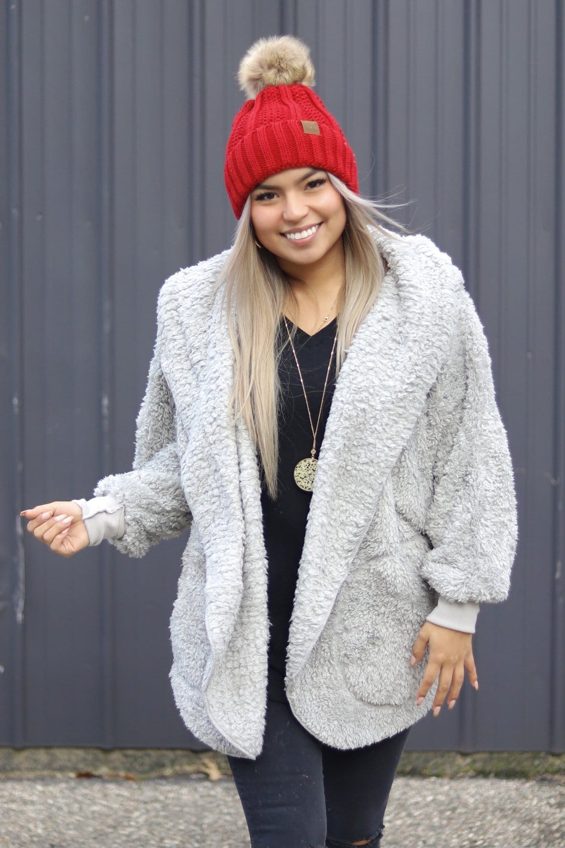 Plush Sherpa Cardigan Onesize