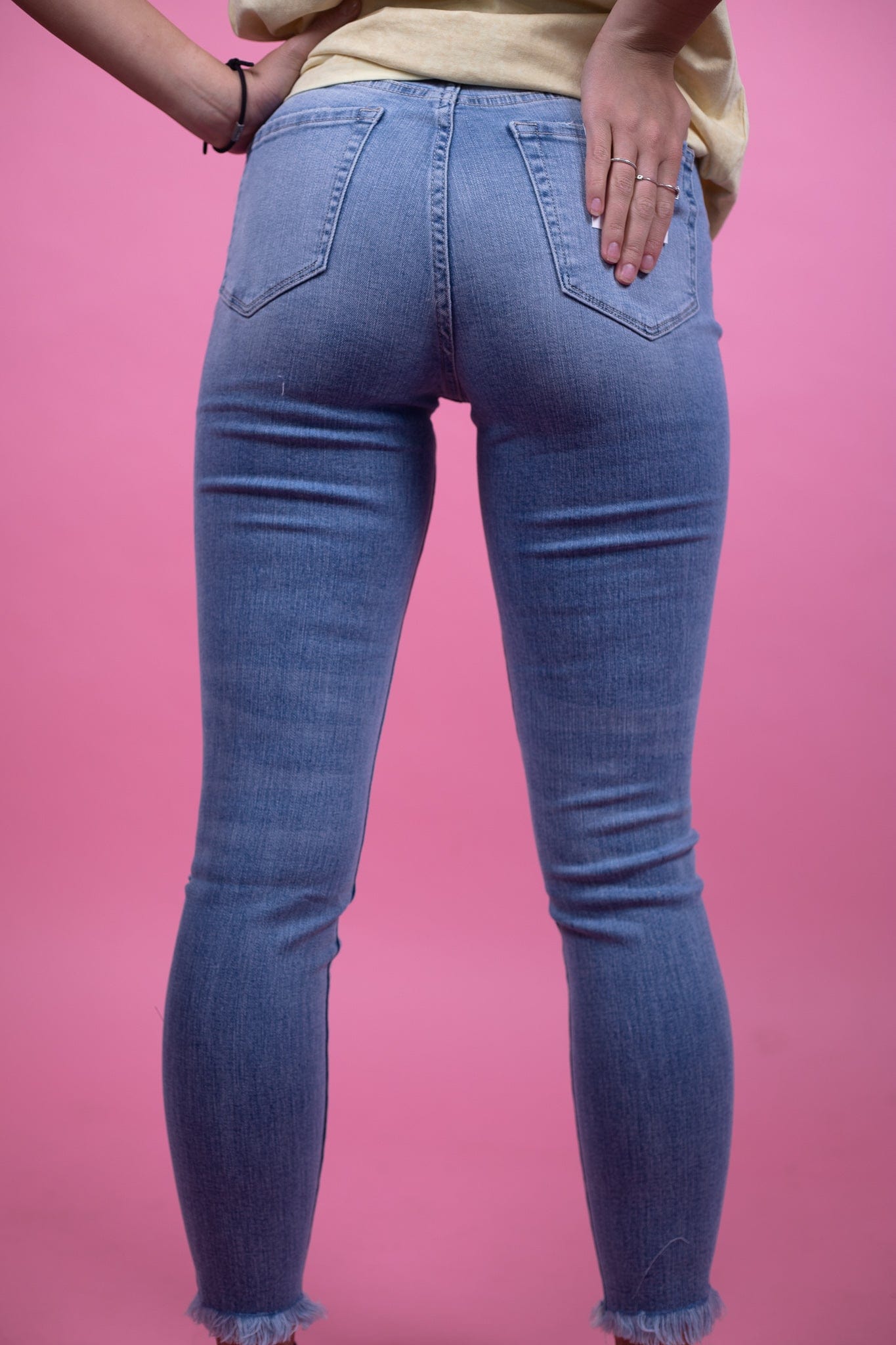 Distressed Hem Super Light Skinny
