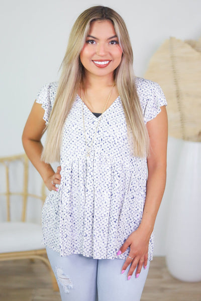 Ruffle Shoulder Blouse Top