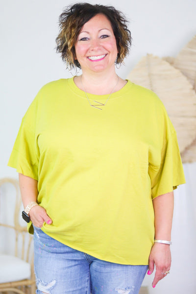 Terry Knit Exposed Hem Top