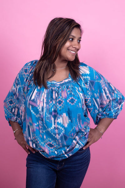 Aztec Tie Dye Blouse