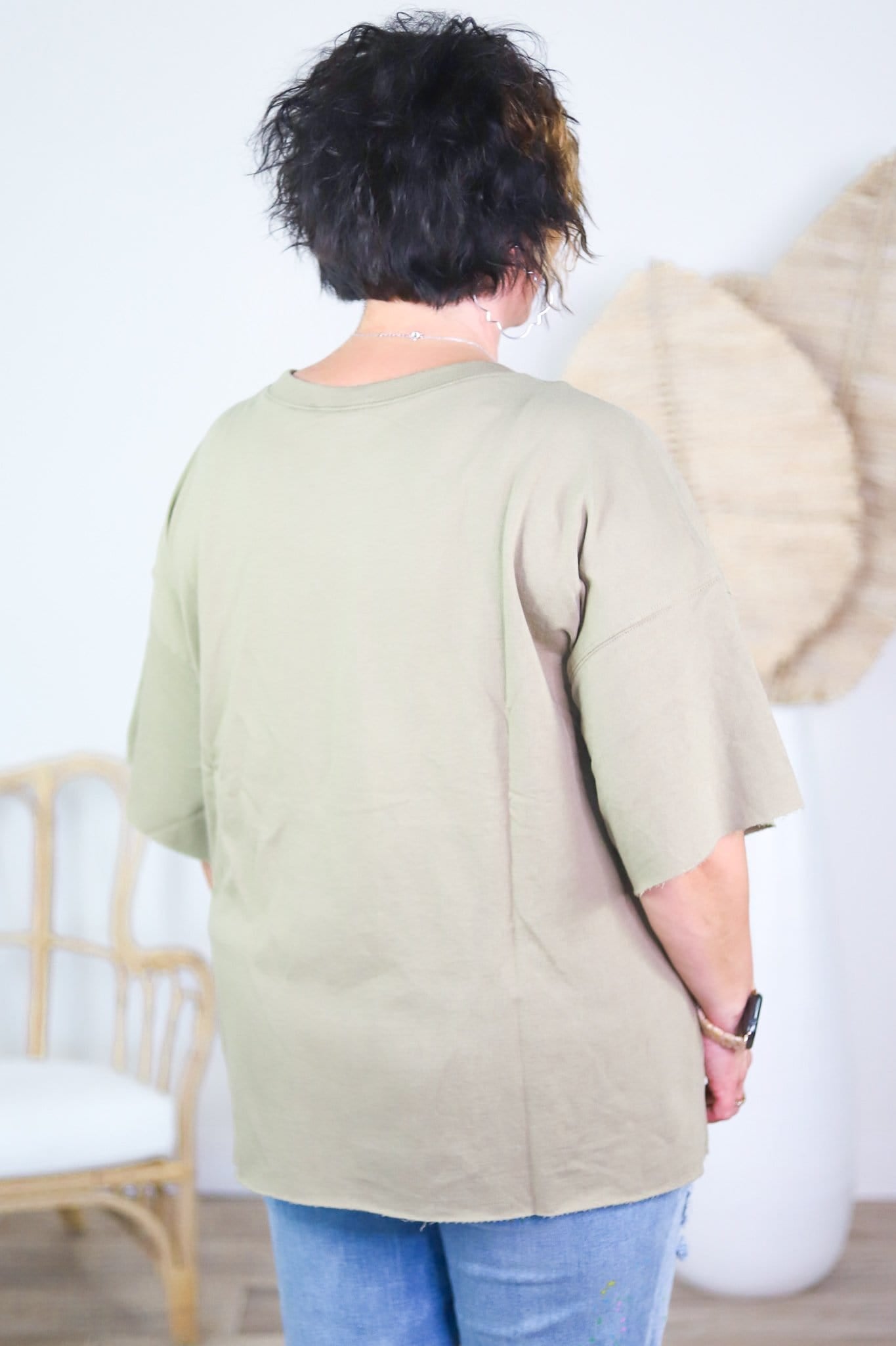 Terry Knit Exposed Hem Top