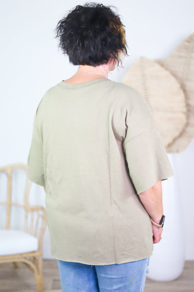 Terry Knit Exposed Hem Top