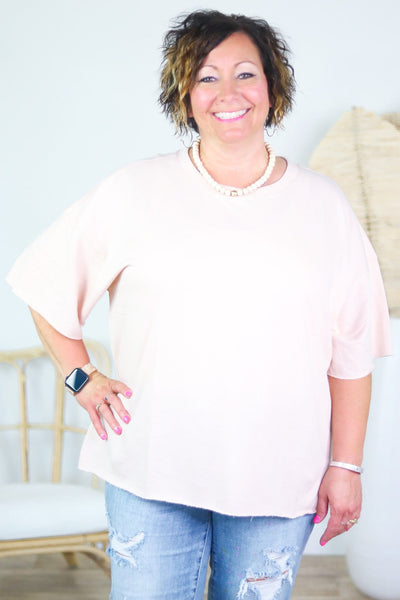 Terry Knit Exposed Hem Top