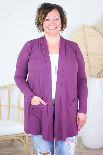 Slouchy Pocket Open Cardigan - Soft Hues Collection