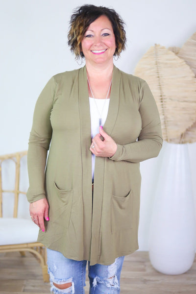 Slouchy Pocket Open Cardigan - Soft Hues Collection
