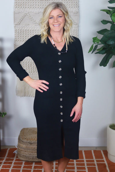 button up black dress