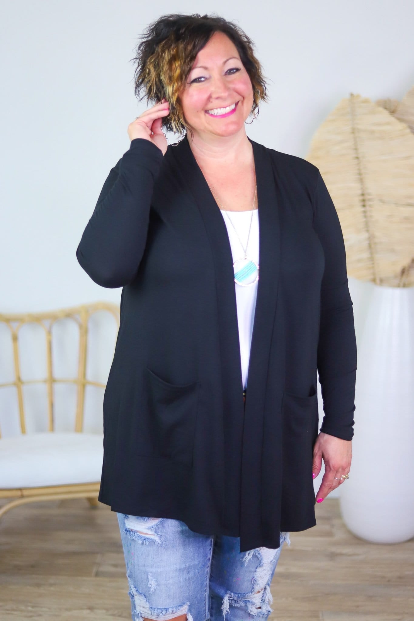 Slouchy Pocket Open Cardigan - Soft Hues Collection