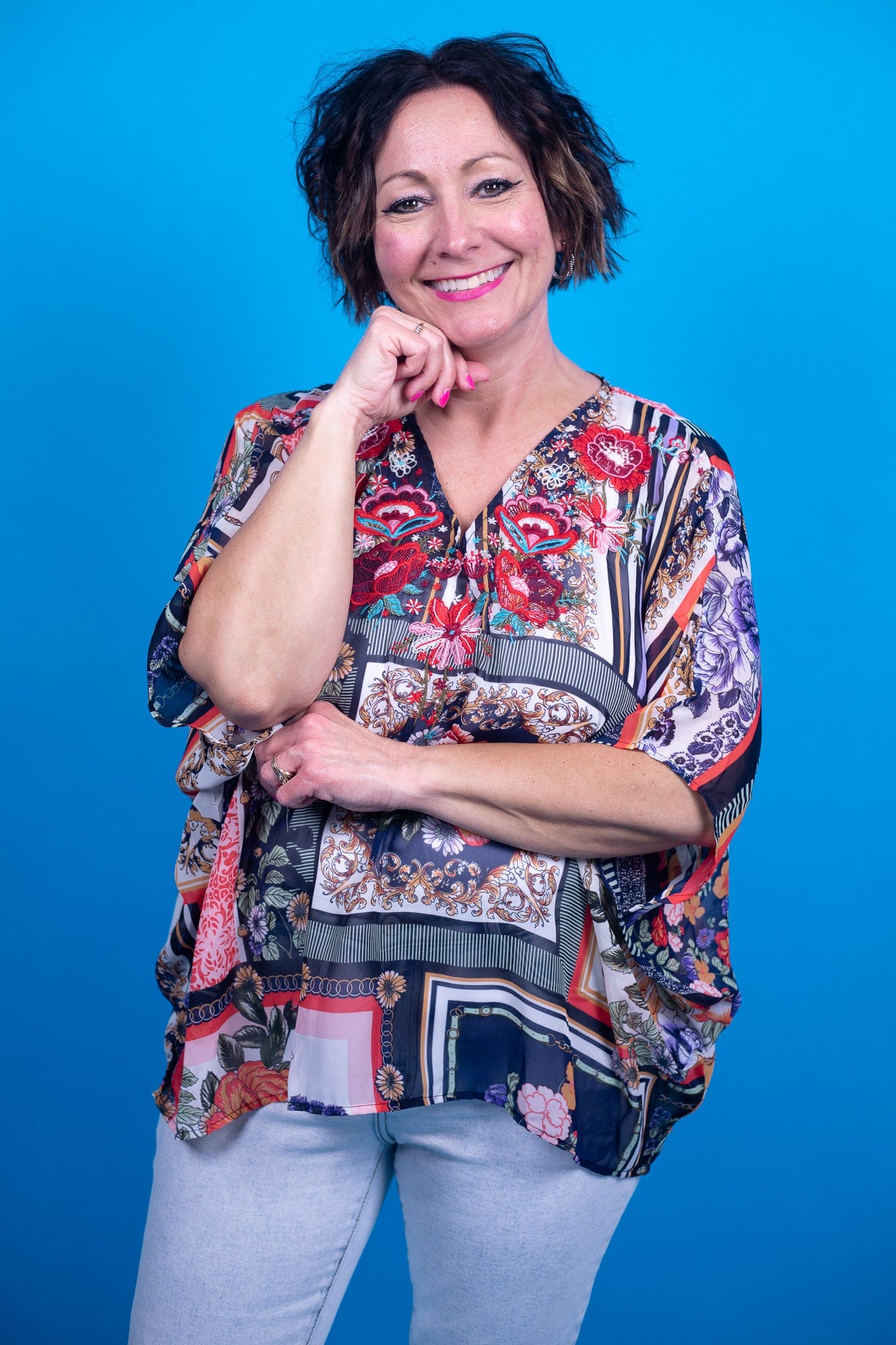 Multi Printed Embroidered Poncho
