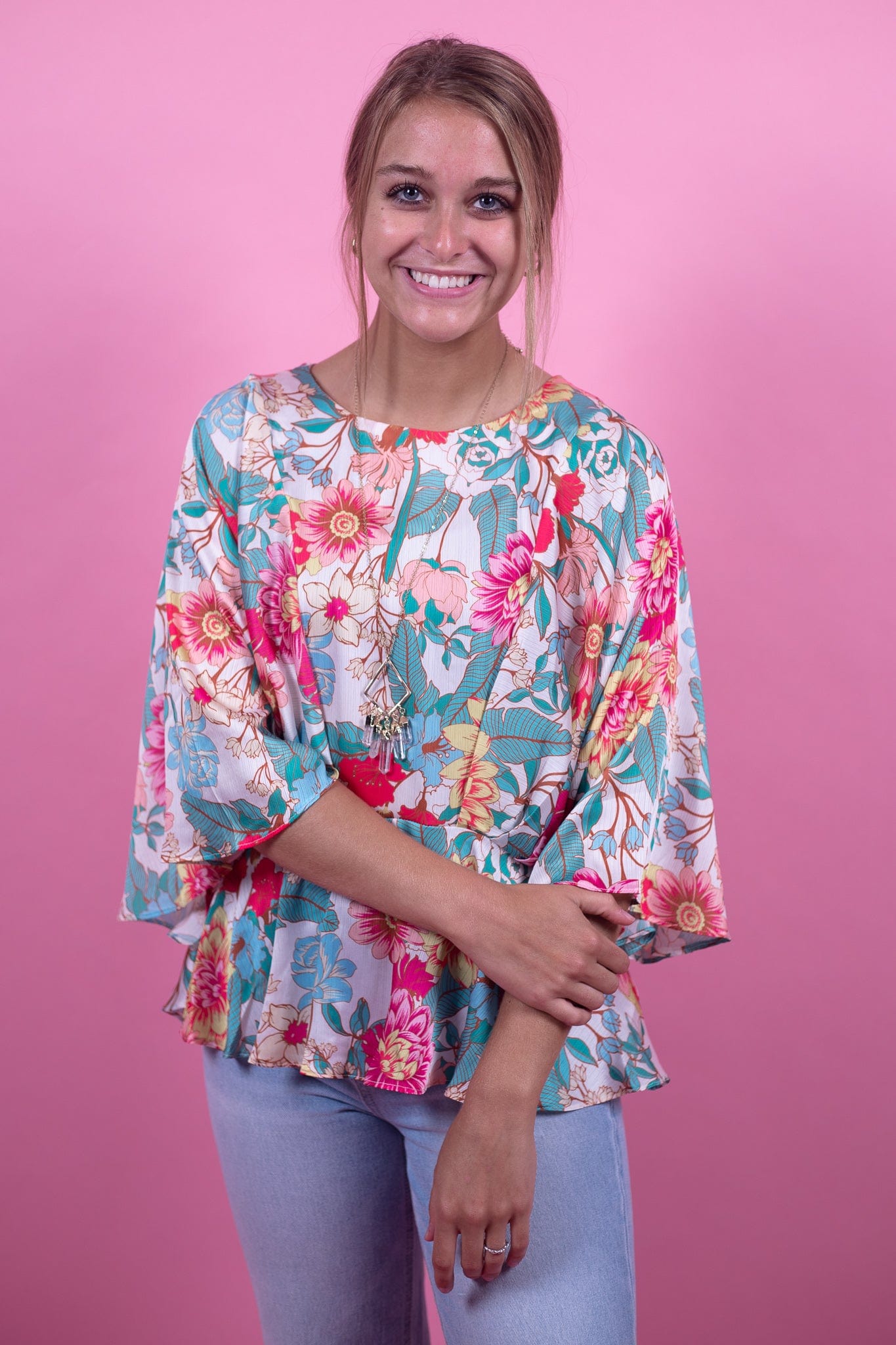 Floral Mix Cinched Waist Top