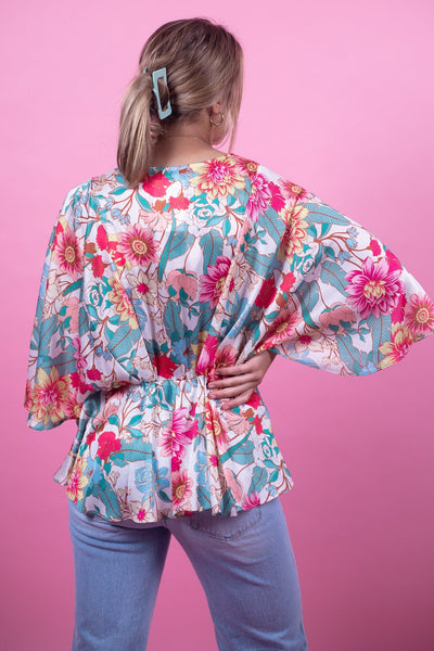 Floral Mix Cinched Waist Top