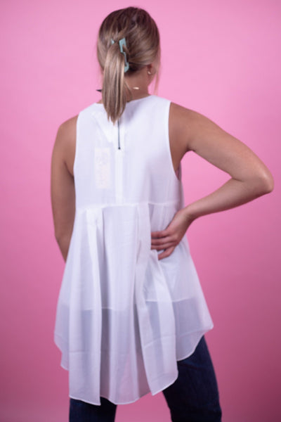 White High-Low Sleeveless Top