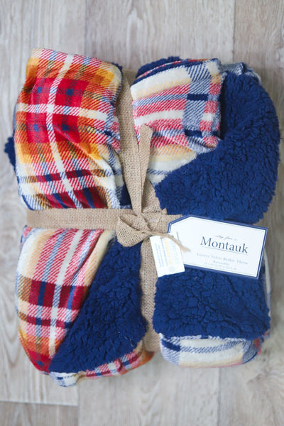 blue white red throw blanket 