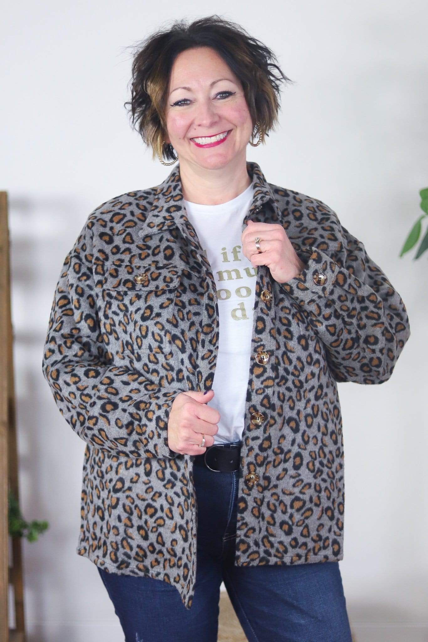 leopard print warm jacket 